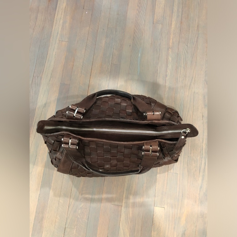 Condotti Italian Leather Handwoven Tote - Dark Brown, Large - Picture 6 of 10